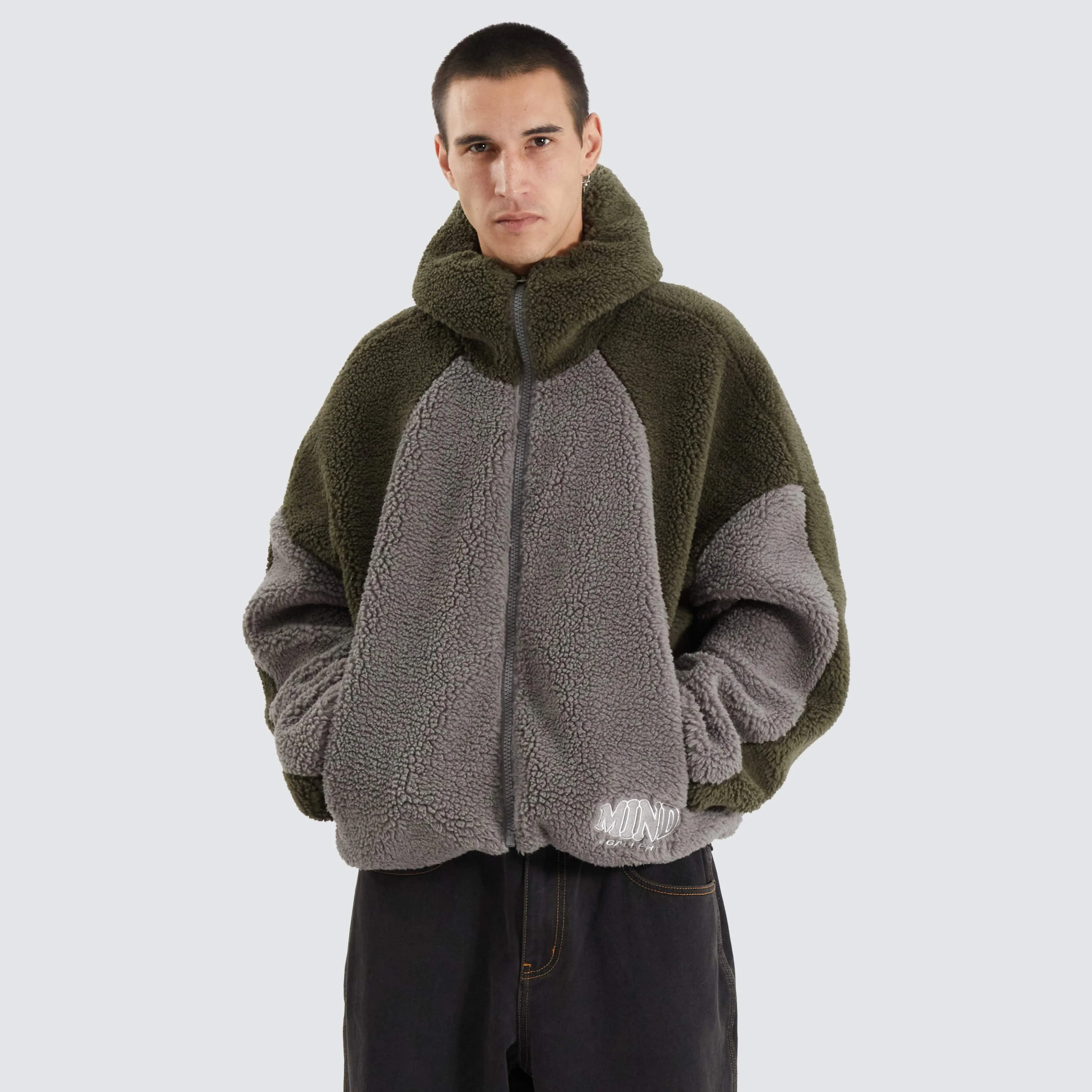 Ninja Zip Through Sherpa Fleece Khaki/Alloy