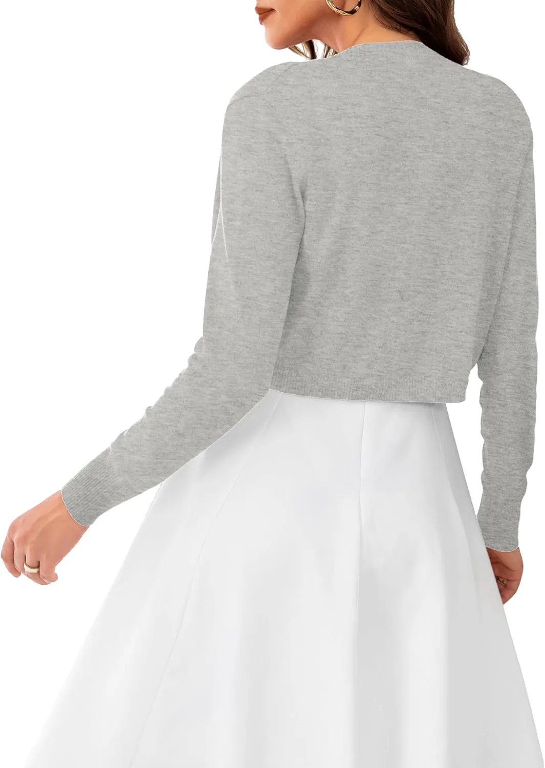 OmicGot Women's Long Sleeve Cropped Cardigan Sweaters Open Front Bolero Shrug for Dresses S-XL