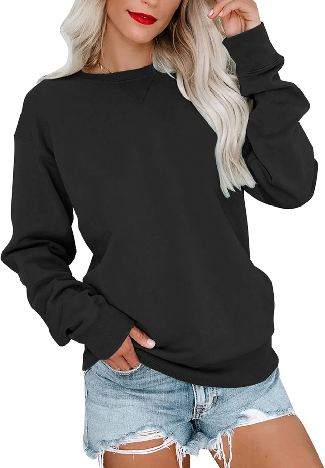 Orchidays Womens Casual Crewneck Sweatshirts Long Sleeve Cute Tunic Tops Loose Fitting Pullovers