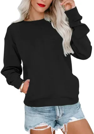 Orchidays Womens Casual Crewneck Sweatshirts Long Sleeve Cute Tunic Tops Loose Fitting Pullovers