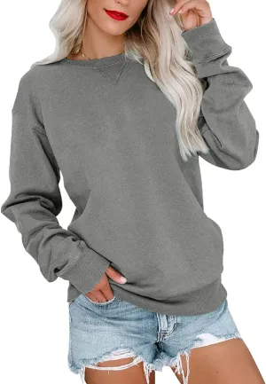 Orchidays Womens Casual Crewneck Sweatshirts Long Sleeve Cute Tunic Tops Loose Fitting Pullovers