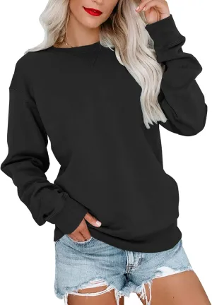 Orchidays Womens Casual Crewneck Sweatshirts Long Sleeve Cute Tunic Tops Loose Fitting Pullovers