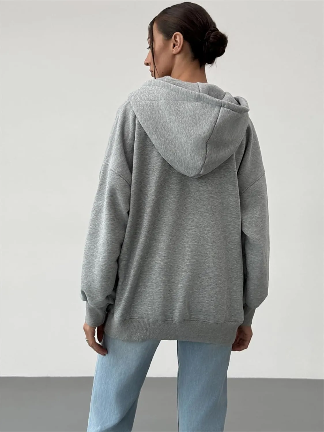 PAODIKUAI Women's Oversized Hoodies V Neck Pullover Fleece Sweatshirt Long Sleeve with Pocket Casual Winter Fall Outfits