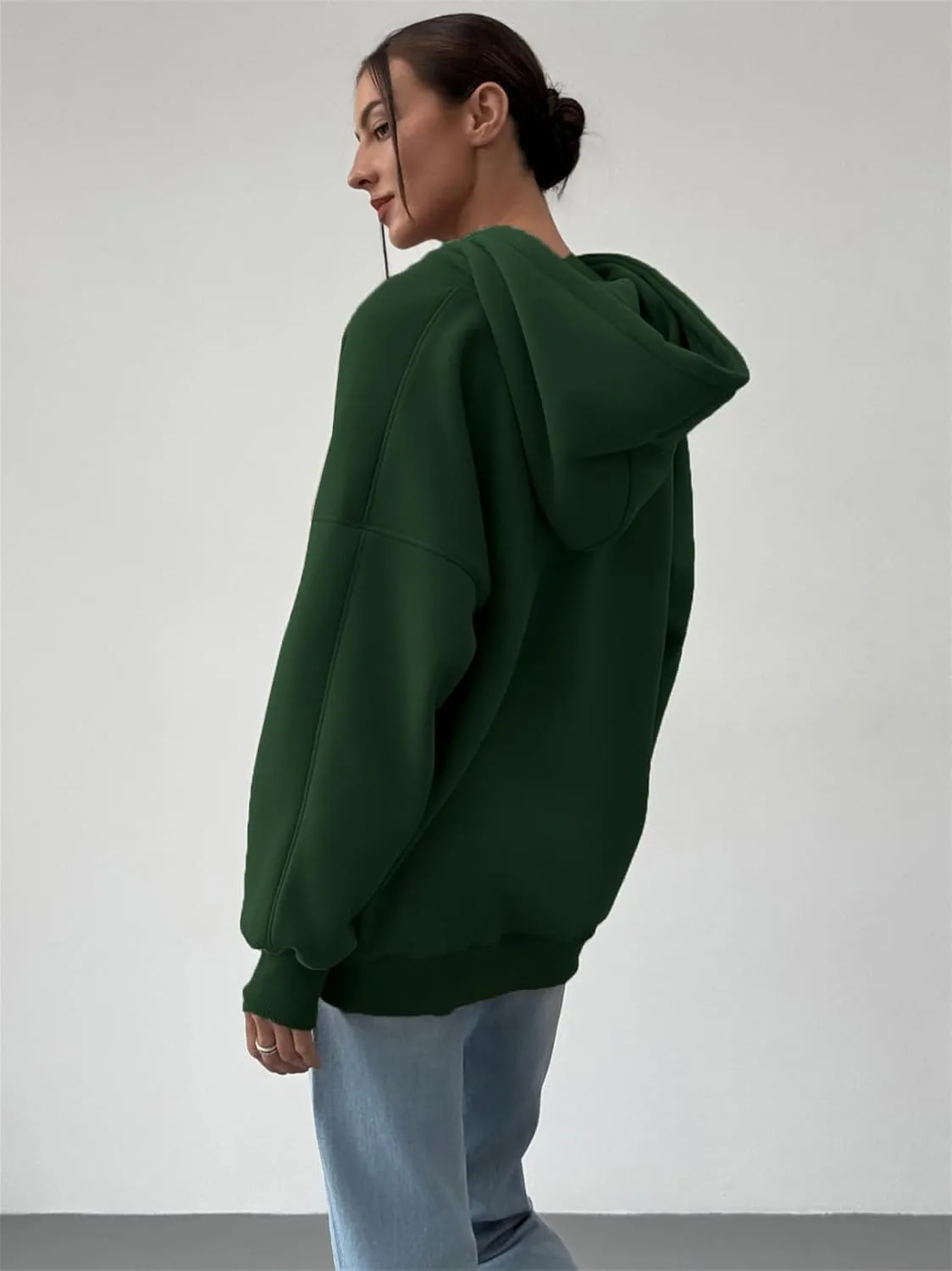 PAODIKUAI Women's Oversized Hoodies V Neck Pullover Fleece Sweatshirt Long Sleeve with Pocket Casual Winter Fall Outfits