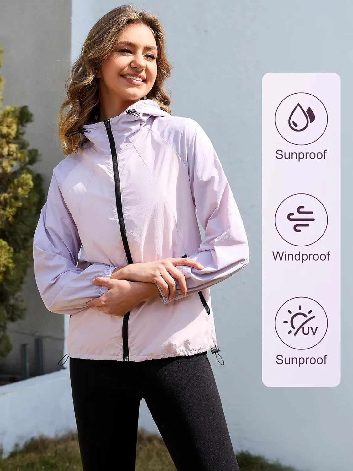 PITINAN Packable Rain Jacket Women Waterproof Lightweight Rain Coats for Women with Hood Outdoor Windbreaker Jacket S-XXL