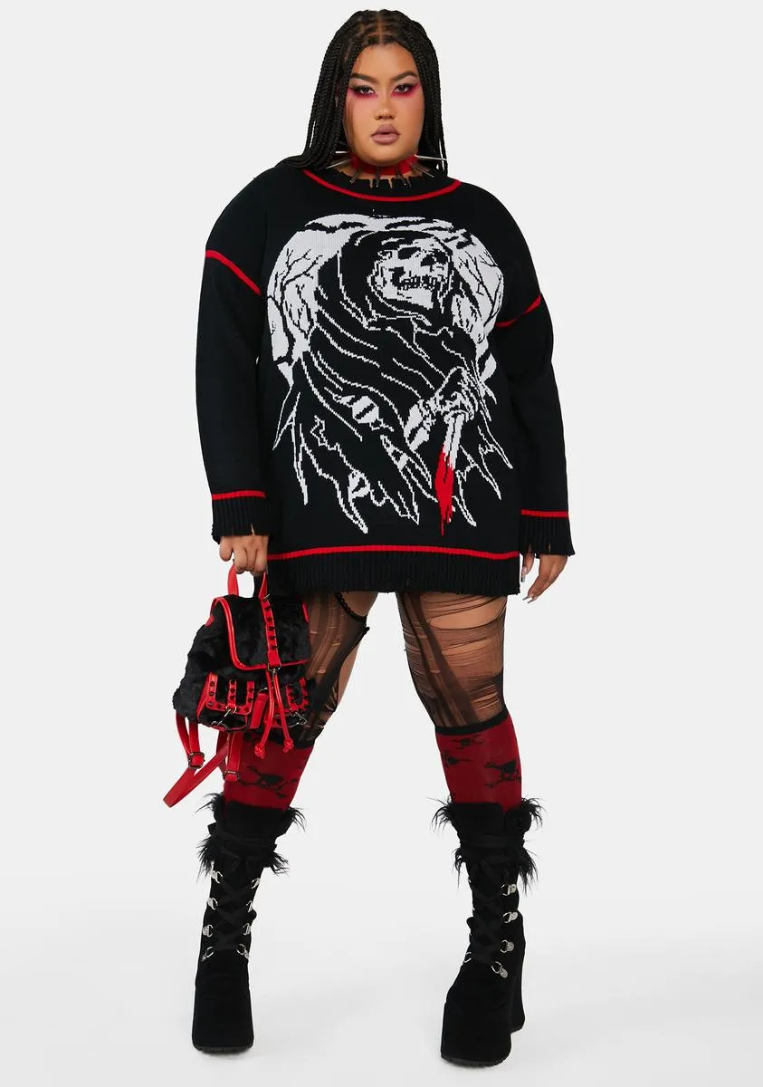 Plus Fear The Reaper Oversized Sweater