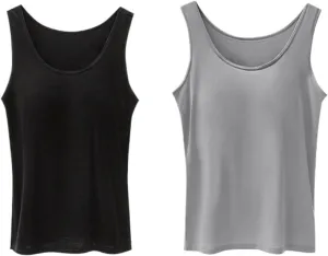 Plus Size Tank Top for Women with Shelf Bra Adjustable Wide Strap Camisole Summer Basic Udershirts 12 PC