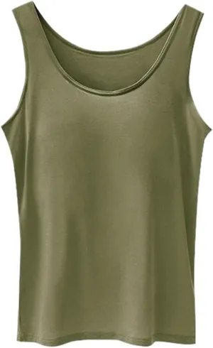 Plus Size Tank Top for Women with Shelf Bra Adjustable Wide Strap Camisole Summer Basic Udershirts 12 PC