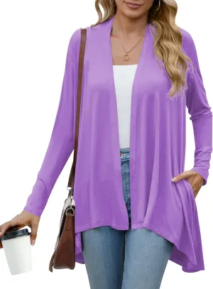 POGTMM Women's Open Front Casual Long Sleeve Lightweight Drape Cardigans Sweater Duster with Pockets (S-3XL)