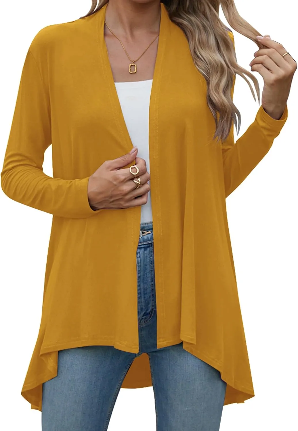 POGTMM Women's Open Front Casual Long Sleeve Lightweight Drape Cardigans Sweater Duster with Pockets (S-3XL)