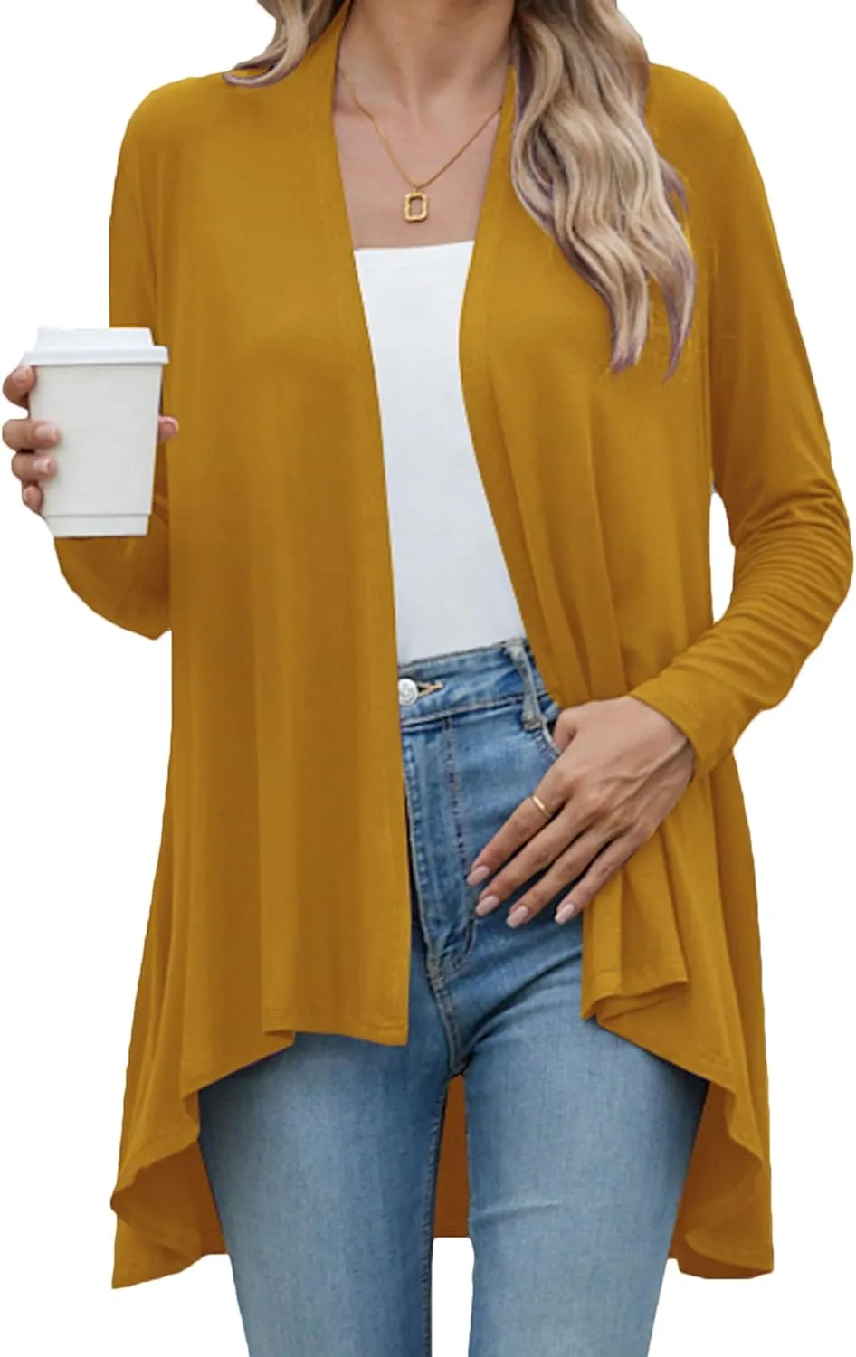 POGTMM Women's Open Front Casual Long Sleeve Lightweight Drape Cardigans Sweater Duster with Pockets (S-3XL)