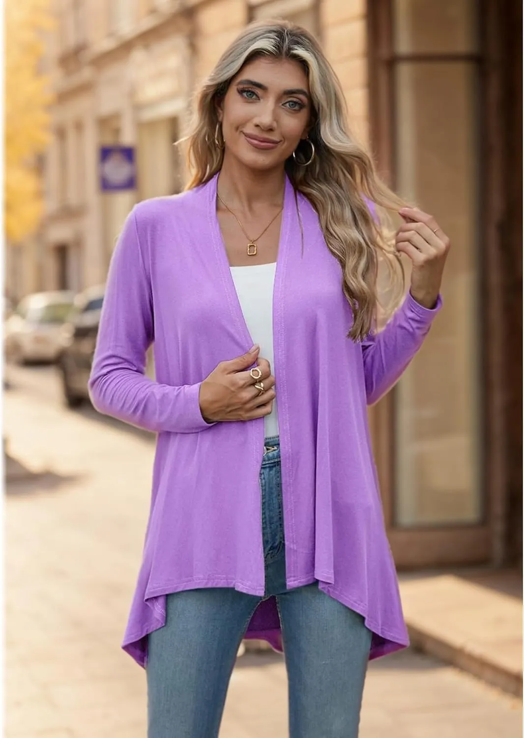 POGTMM Women's Open Front Casual Long Sleeve Lightweight Drape Cardigans Sweater Duster with Pockets (S-3XL)
