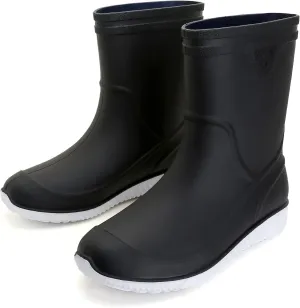 Rain Boots for WomenWaterproof Garden Rubber Boots, Non-slip Width Mid-Calf Comfort Short Boots, Ankle Rainboots Boots, Lightweight Platform Mud Boots Water Shoes for Outdoor Working Fishing