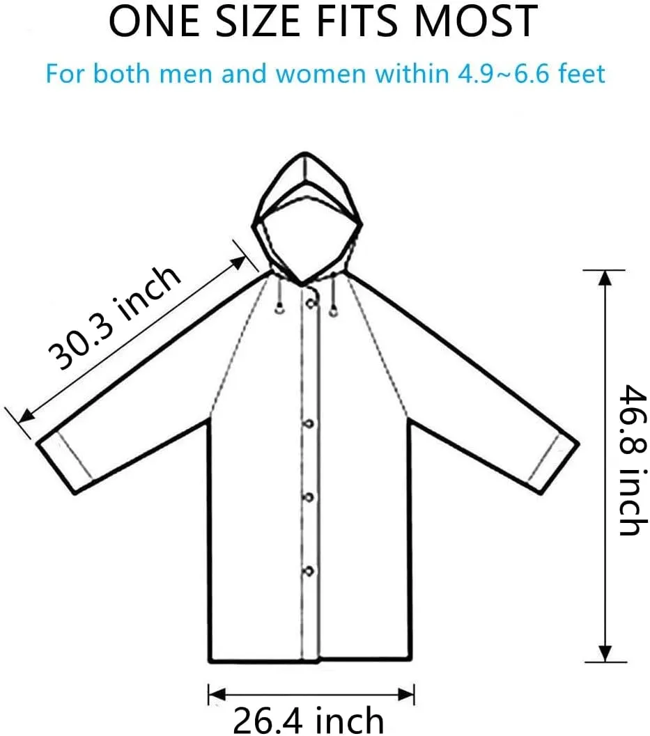 Rain Poncho Raincoats for Adult Reusable - 2-5 Pack EVA Waterproof Rain Coat with Hood, Rain Gear for Men Women