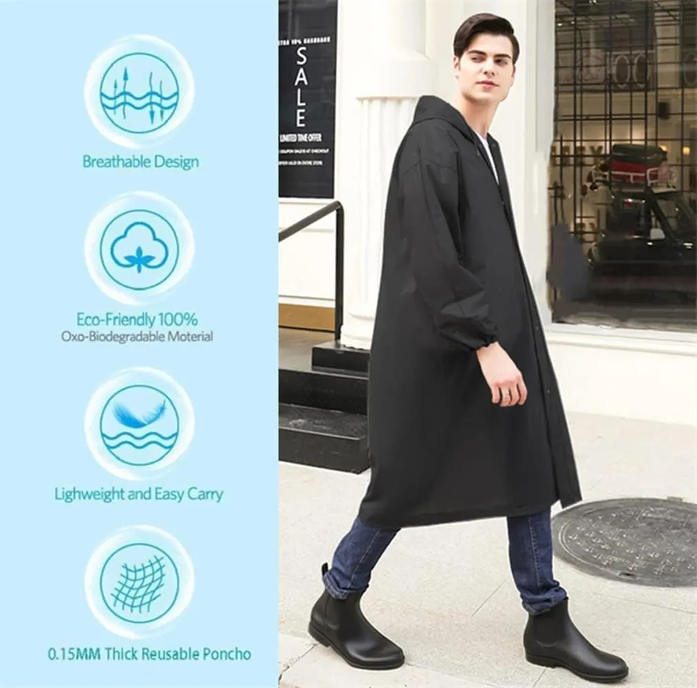 Rain Poncho Raincoats for Adult Reusable - 2-5 Pack EVA Waterproof Rain Coat with Hood, Rain Gear for Men Women
