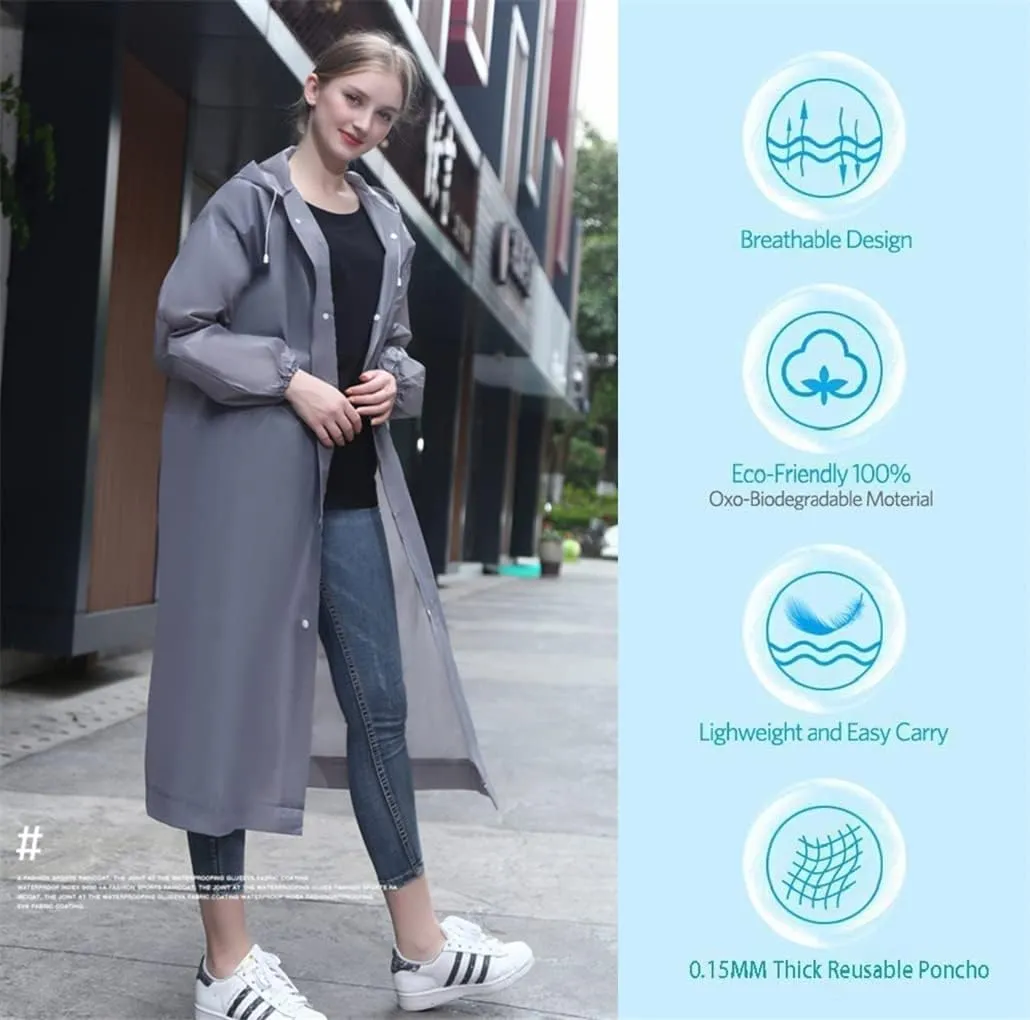Rain Poncho Raincoats for Adult Reusable - 2-5 Pack EVA Waterproof Rain Coat with Hood, Rain Gear for Men Women