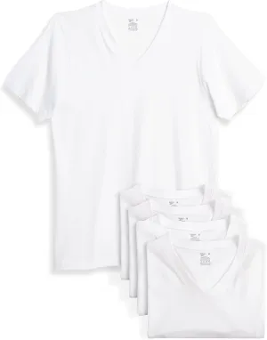Reebok Mens Undershirt  5 Pack Soft Breathable Mens T-Shirts - Basic Cotton V-Neck and Crewneck Undershirts for Men (S-XL)