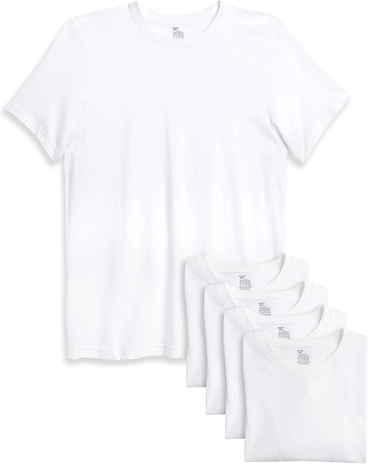 Reebok Mens Undershirt  5 Pack Soft Breathable Mens T-Shirts - Basic Cotton V-Neck and Crewneck Undershirts for Men (S-XL)