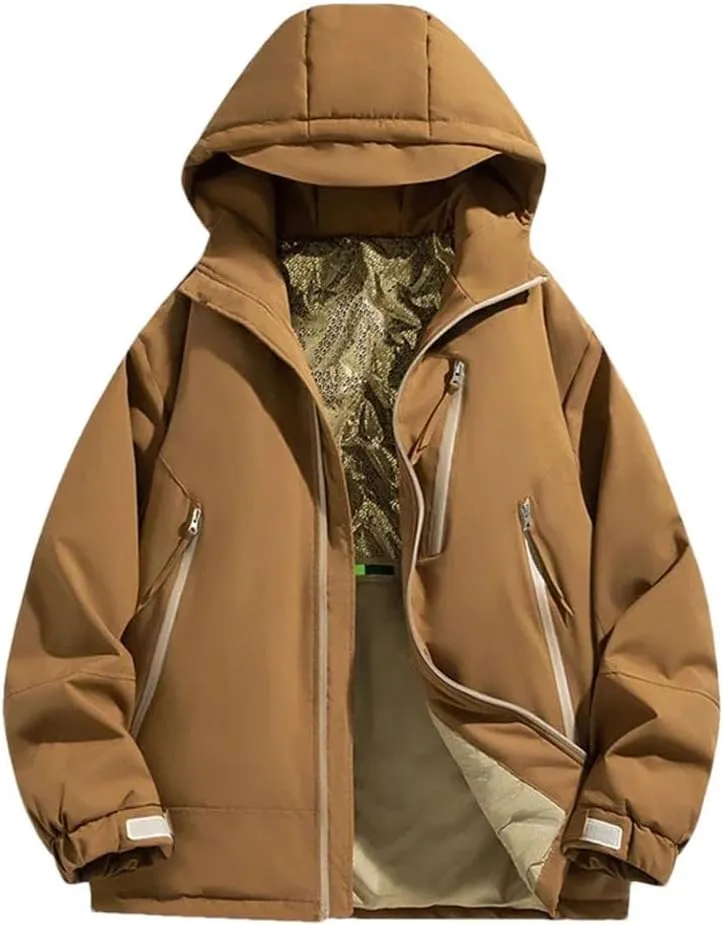 REHJJDFD Men Padded Jacket Cotton Thermal Thick Zipper Parkas Male Casual Outwear Hoodies Coats