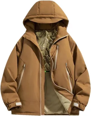 REHJJDFD Men Padded Jacket Cotton Thermal Thick Zipper Parkas Male Casual Outwear Hoodies Coats