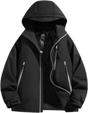 REHJJDFD Men Padded Jacket Cotton Thermal Thick Zipper Parkas Male Casual Outwear Hoodies Coats