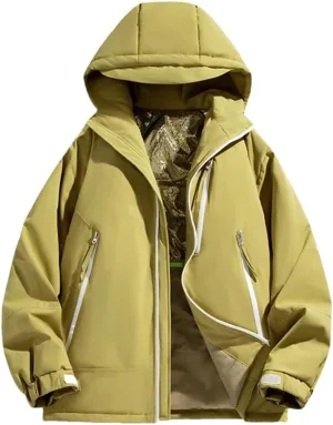 REHJJDFD Men Padded Jacket Cotton Thermal Thick Zipper Parkas Male Casual Outwear Hoodies Coats