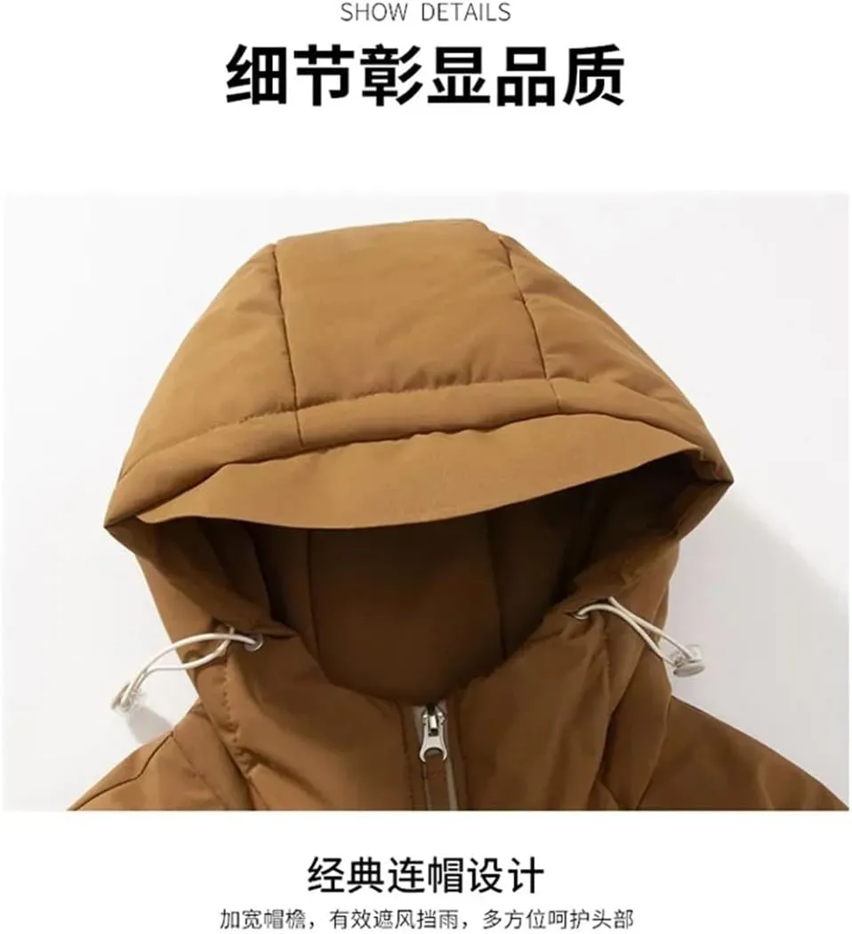REHJJDFD Men Padded Jacket Cotton Thermal Thick Zipper Parkas Male Casual Outwear Hoodies Coats