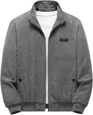 Rfmfkkg Men Stand Collar Corduroy Jacket Casual Warm Coats Jackets Lightweight Cotton Padded Jacket