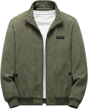 Rfmfkkg Men Stand Collar Corduroy Jacket Casual Warm Coats Jackets Lightweight Cotton Padded Jacket