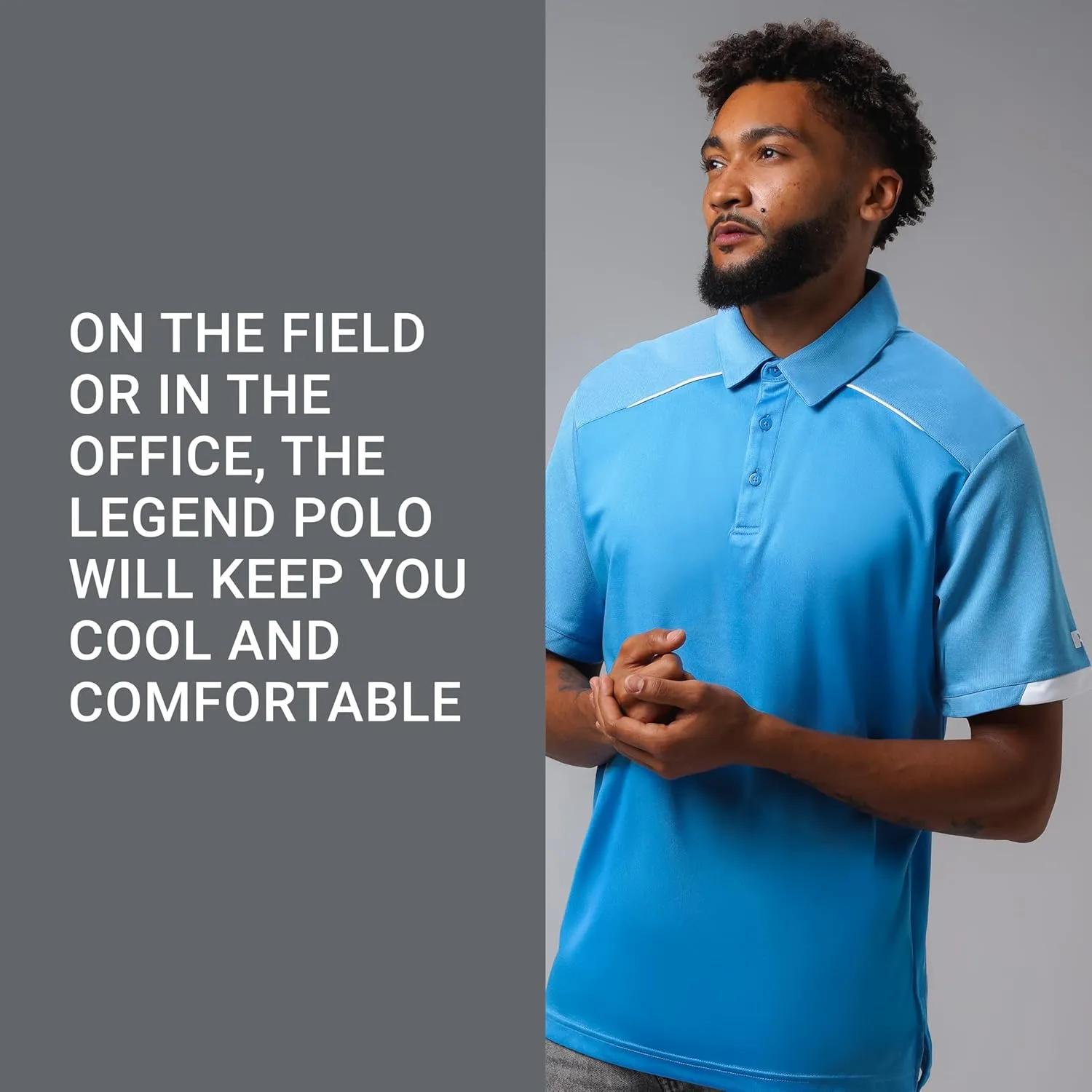 Russell Athletic Men's Legend Polo Shirt, Moisture-Wicking Performance, Classic Fit