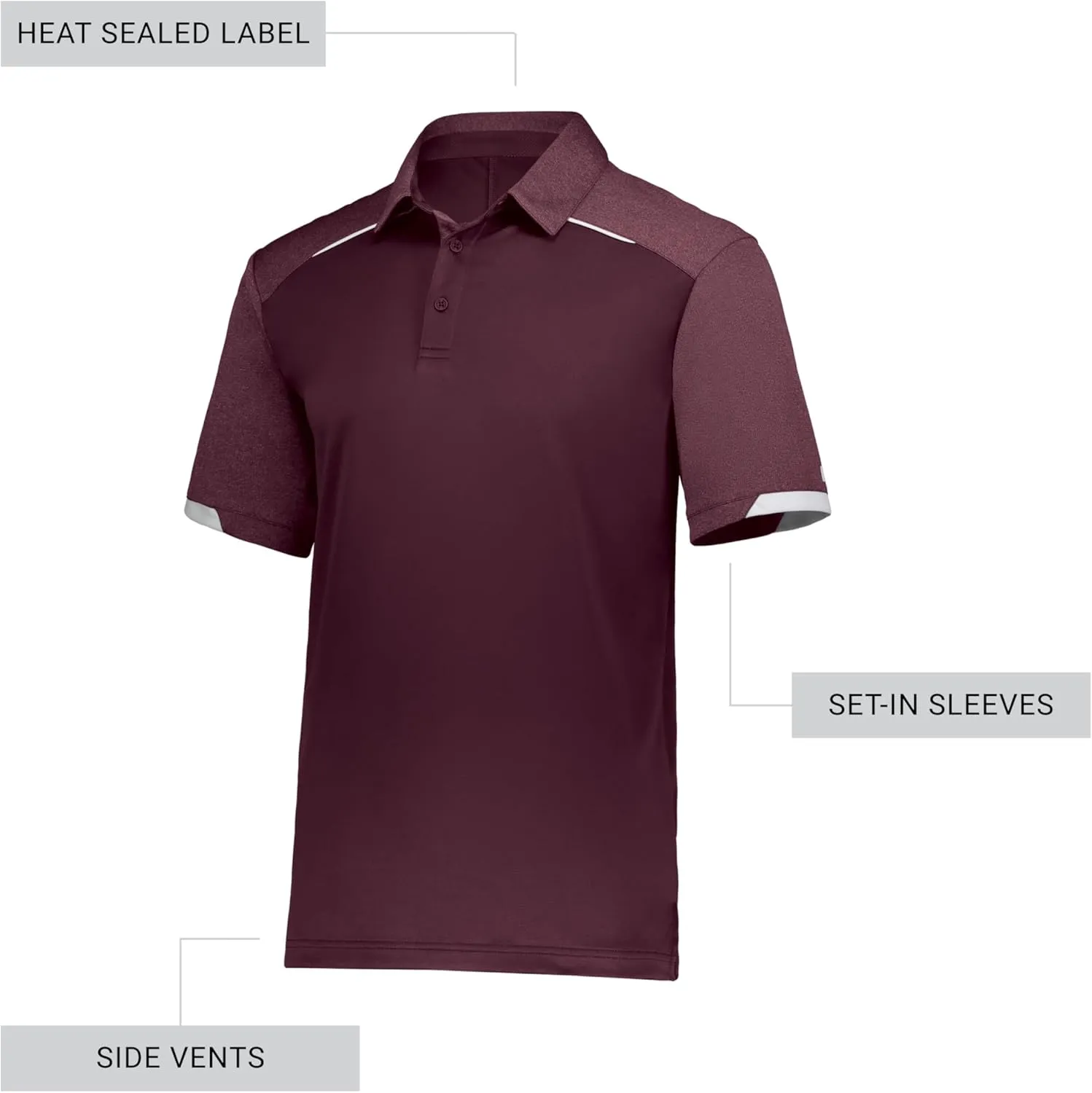 Russell Athletic Men's Legend Polo Shirt, Moisture-Wicking Performance, Classic Fit