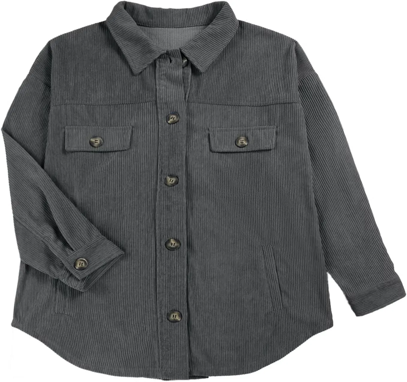 SANDERY Womens Corduroy Button Down Shirts for Women Shacket Long Sleeve Tops Collared Shirt Jacket Pocket Coats