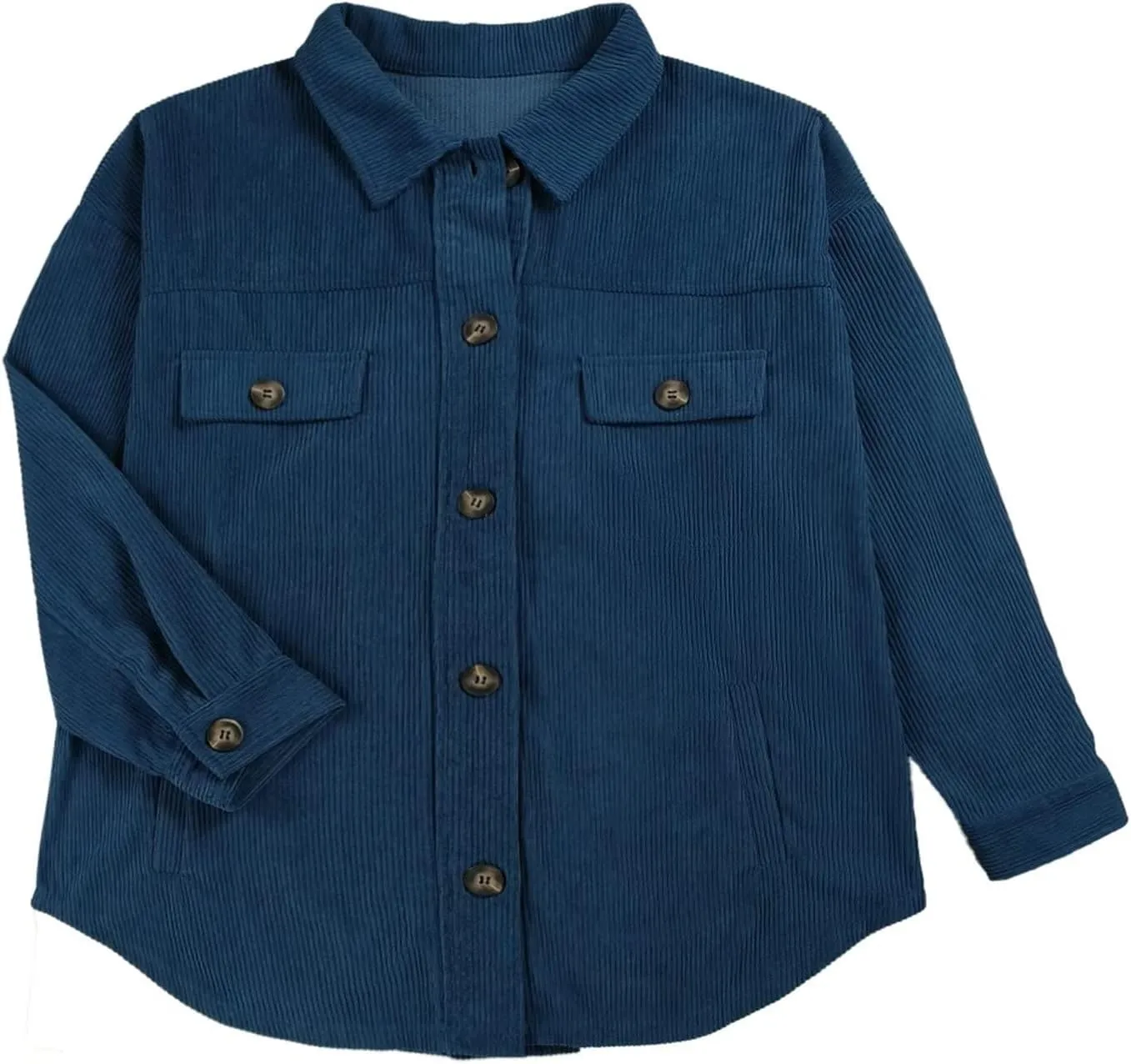 SANDERY Womens Corduroy Button Down Shirts for Women Shacket Long Sleeve Tops Collared Shirt Jacket Pocket Coats