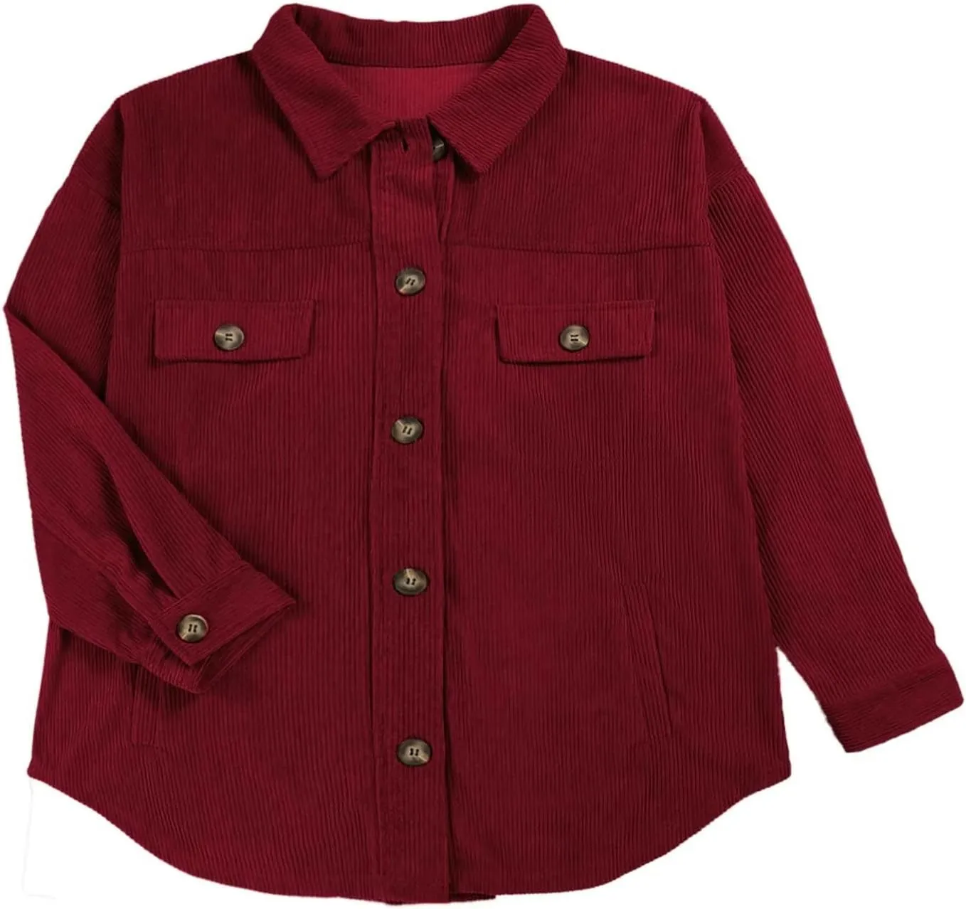 SANDERY Womens Corduroy Button Down Shirts for Women Shacket Long Sleeve Tops Collared Shirt Jacket Pocket Coats