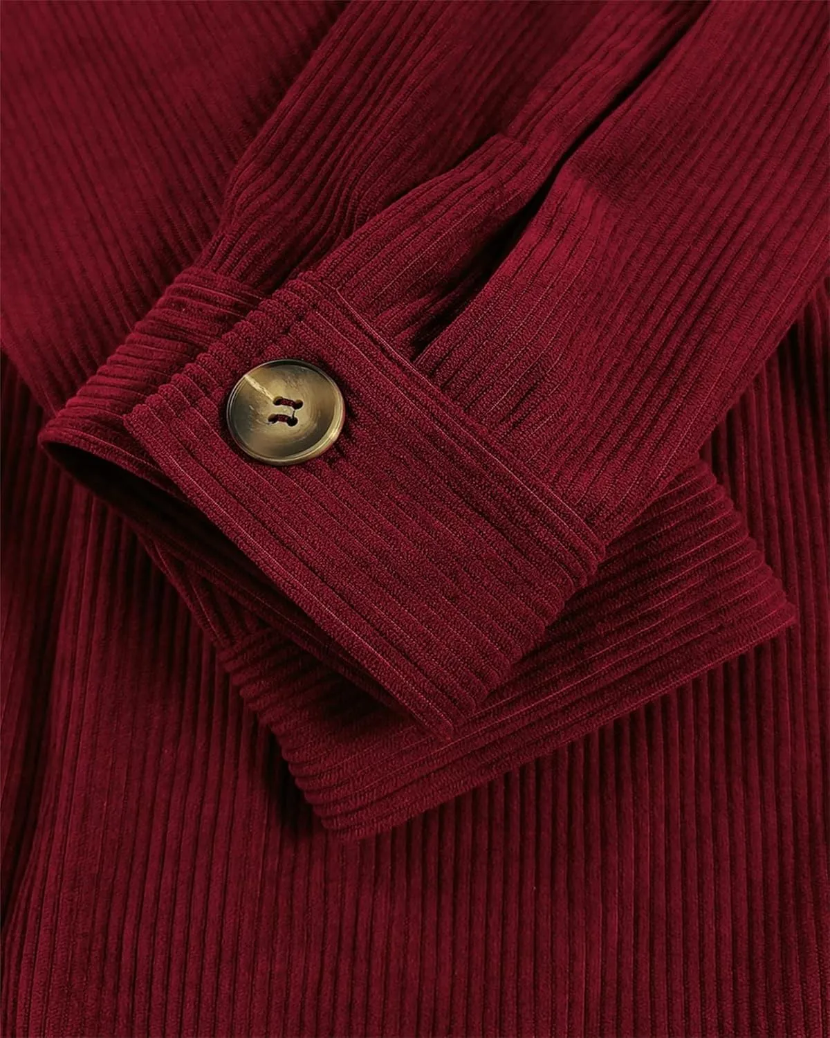 SANDERY Womens Corduroy Button Down Shirts for Women Shacket Long Sleeve Tops Collared Shirt Jacket Pocket Coats