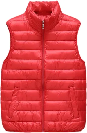 SaoBiiu Men Sleeveless Jacket Vest Winter Cotton-Padded Coats Vests Stand Collar Warm Loose Zipper Waistcoats