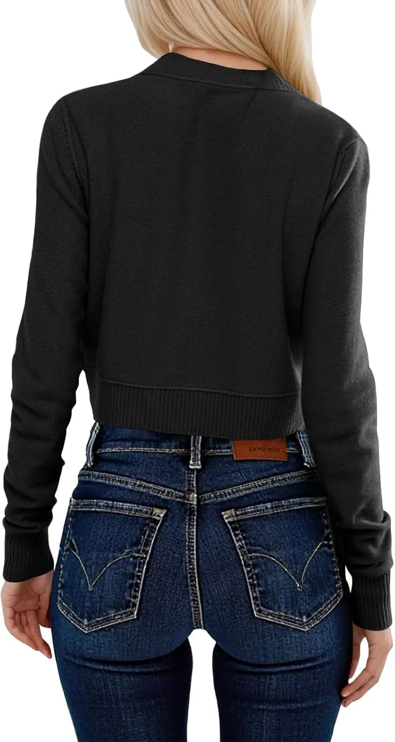 Saodimallsu Womens Button Down Cardigan Sweaters Lightweight Long Sleeve Crew Neck Summer Knit Open Front Tops