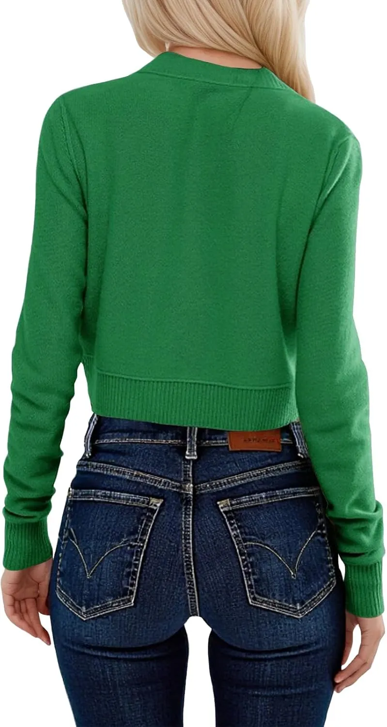 Saodimallsu Womens Button Down Cardigan Sweaters Lightweight Long Sleeve Crew Neck Summer Knit Open Front Tops