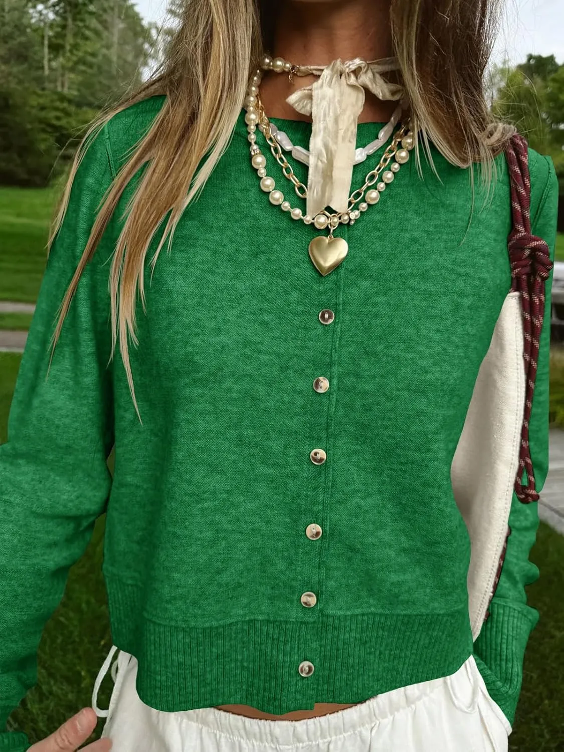 Saodimallsu Womens Button Down Cardigan Sweaters Lightweight Long Sleeve Crew Neck Summer Knit Open Front Tops