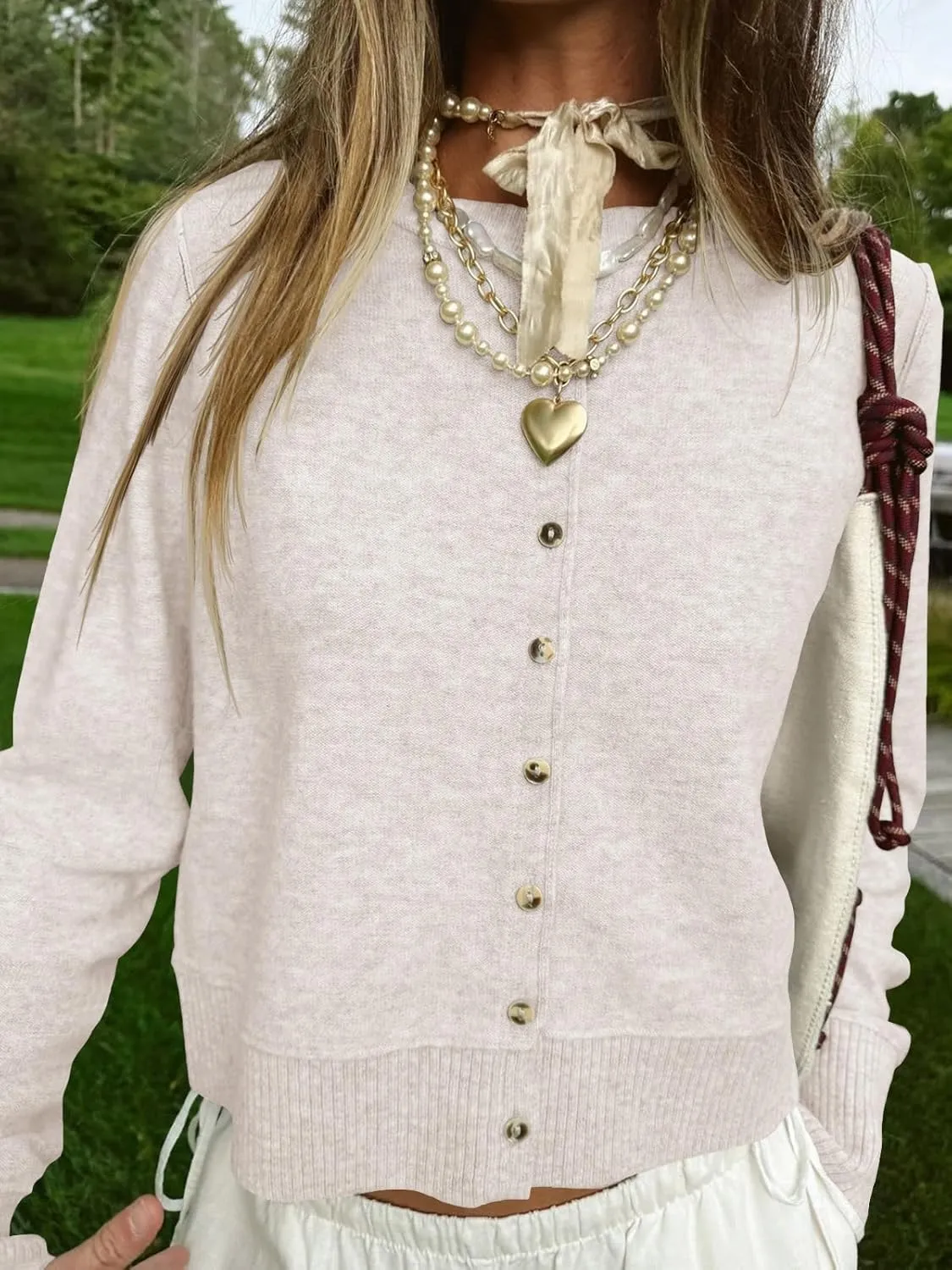 Saodimallsu Womens Button Down Cardigan Sweaters Lightweight Long Sleeve Crew Neck Summer Knit Open Front Tops