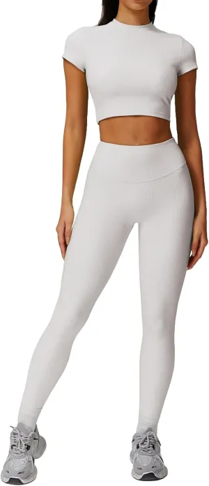 Seamless Moisture-Wicking Workout Set for Women Sportswear, Athletic Activewear