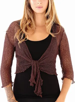 SHU-SHI Sheer Cardigans For Women Summer Knit Shrug Lightweight For Dresses Tie Top Open Front