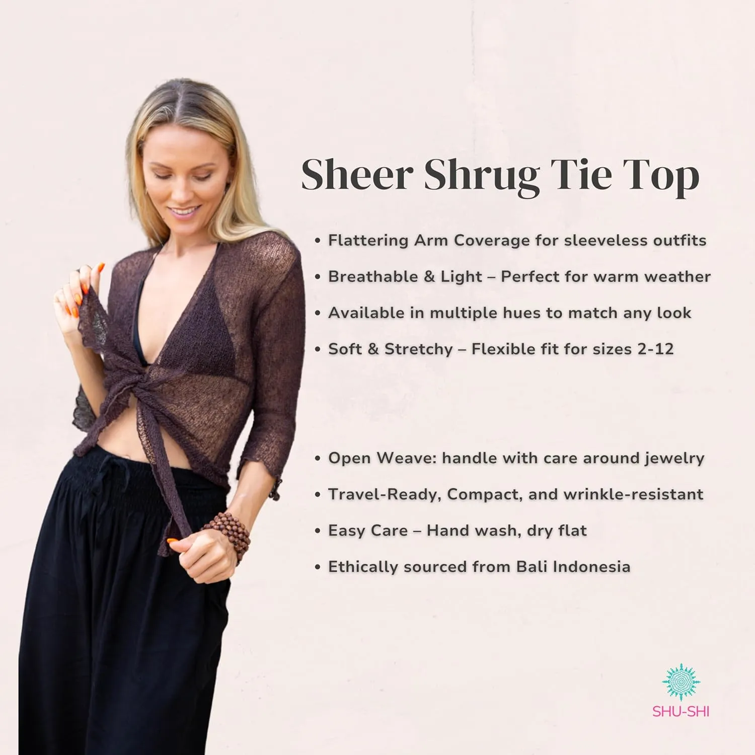 SHU-SHI Sheer Cardigans For Women Summer Knit Shrug Lightweight For Dresses Tie Top Open Front