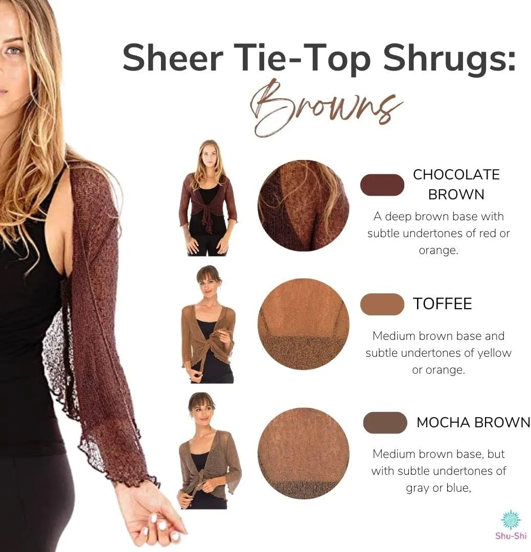 SHU-SHI Sheer Cardigans For Women Summer Knit Shrug Lightweight For Dresses Tie Top Open Front