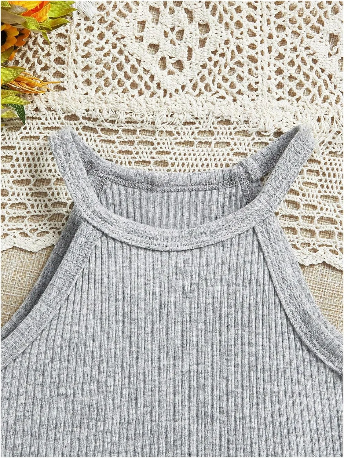 SOLY HUX Toddler Girl's Rib Knit Tank Tops 3 Piece Camisole Undershirts Sleeveless Halter Crop Top