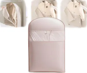Space Saving Hanging Garment Bag with Self, Compression Zipper, Travel Organizer for down Coat Suit, Dust Cover Clothes Bags for down Coat, Space Saver Closet Organizers (Pink, Medium)