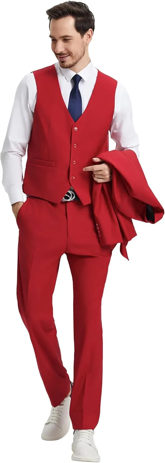 STACY ADAMS Suits 3pc Suit Set, Jacket Vest and Dress Pants,Hybrid-Fit Suits