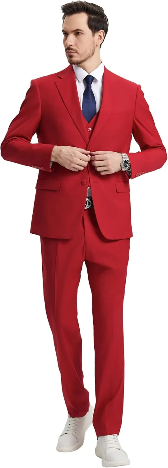 STACY ADAMS Suits 3pc Suit Set, Jacket Vest and Dress Pants,Hybrid-Fit Suits