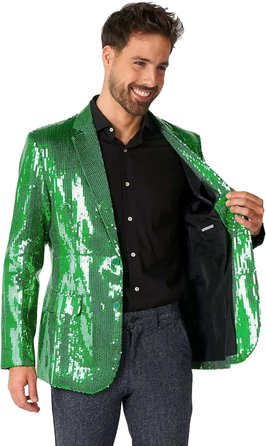 SUITMEISTER Sequins Party Blazer for Men - Slim Fit - Shiny Christmas, NYE, Prom Party Jacket