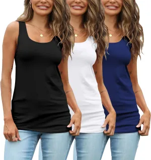 TAIPOVE Womens Extra Long Tunic Tank Tops Cotton Camisoles Basic Layering Sleeveless Undershirts 3 Pack